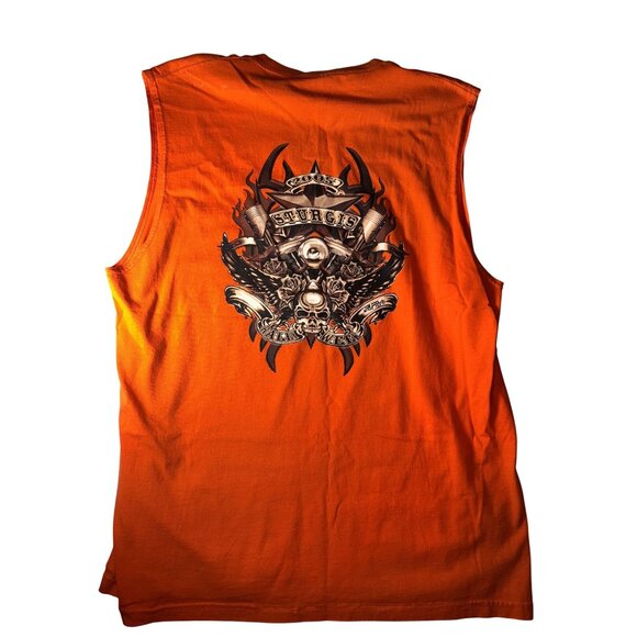 Gildan Orange Sturgis 2005 Sleeveless Shirt XL Graphic Tee Cotton - Picture 9 of 12